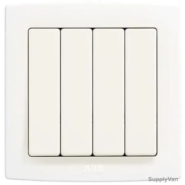 ABB Electrical Switch, AC108, PVC, 4 Gang, 2 Way, 10A