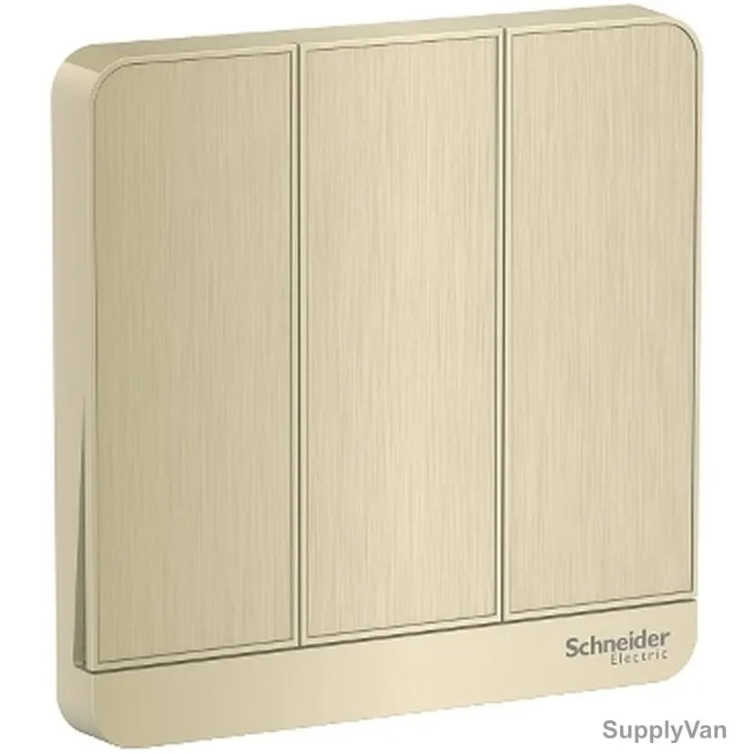 Schneider Electric Electrical Switch, E8333L2-GH, AvatarOn, 3 Gang, 16AX, 250VAC, Metal Gold Hairline
