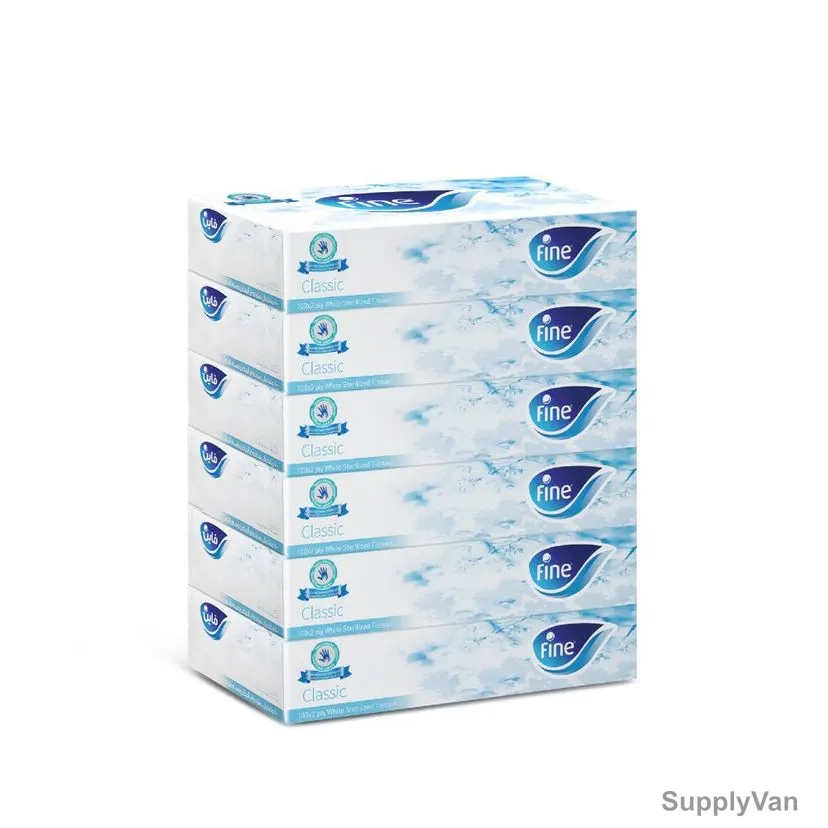 Fine Facial Tissue, Classic, 100 Sheets x 2 Ply, White, PK5