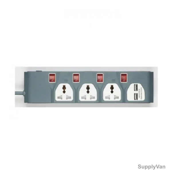 Olsenmark Extension Socket, OMES1730, 3 Way, 4 Mtrs, Blue