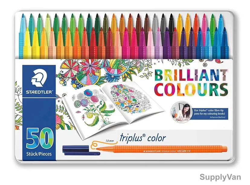 Staedtler Color Fiber Tip Pen Set, ST-323-M50JB, Triplus, 1.0MM Tip, Assorted Colors, 50 Pcs/Set — image 1
