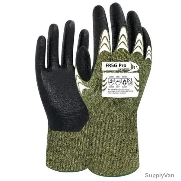 Fortes Arc Flash Flame/Cut Resistant Protective Hand Gloves, FR5G Pro, Size11, Green/Black