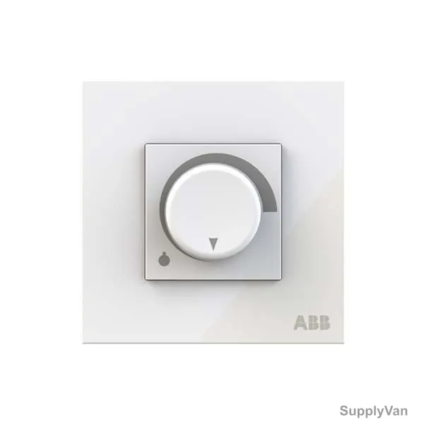 ABB Basic Rotary Dimmer With Frame, AM41344-WG, 1 Gang, 400W, White Glass — image 1