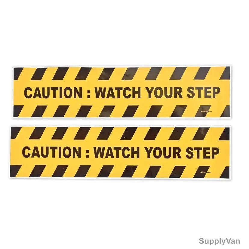 eSplanade Warning Sign Sticker, Vinyl, 80MM Width x 350MM Length, Yellow, 2 Pcs/Pack — image 1