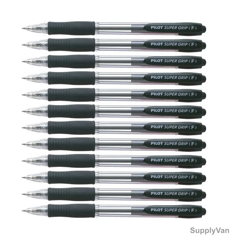 Pilot Retractable Ballpoint Pen, BPGP-10R-F-B, Super Grip, 0.7MM, Black, PK12
