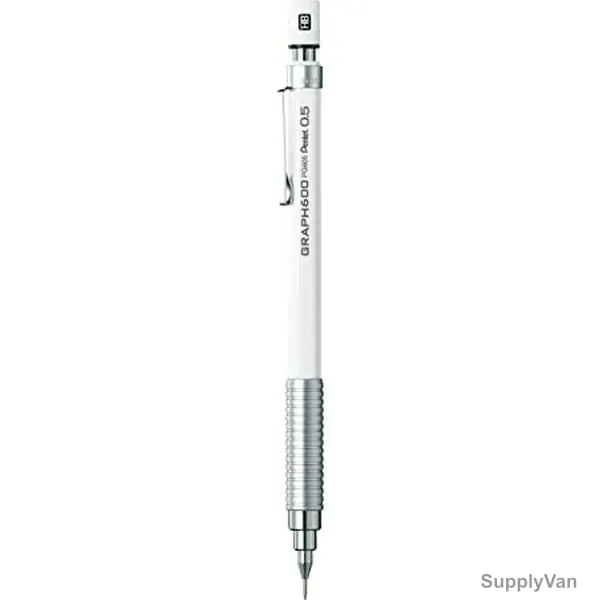 Pentel Mechanical Pencil, PE-PG605-W, Graph 600, 0.5MM, White, 12 Pcs/Pack