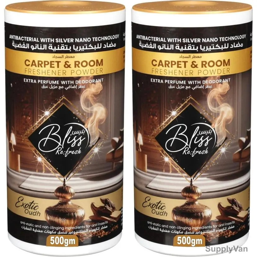 Swish Super Bliss Fresh Carpet and Room Freshener Powder, Oudh, 500GM, 2 Pcs/Pack — image 1