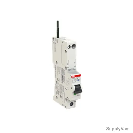 Abb Residual Current Circuit Breaker with Overcurrent Protection, DSE201-M-C20-A100-N-Black, Curve C, Type A, 1 Pole, 100mA, 20A
