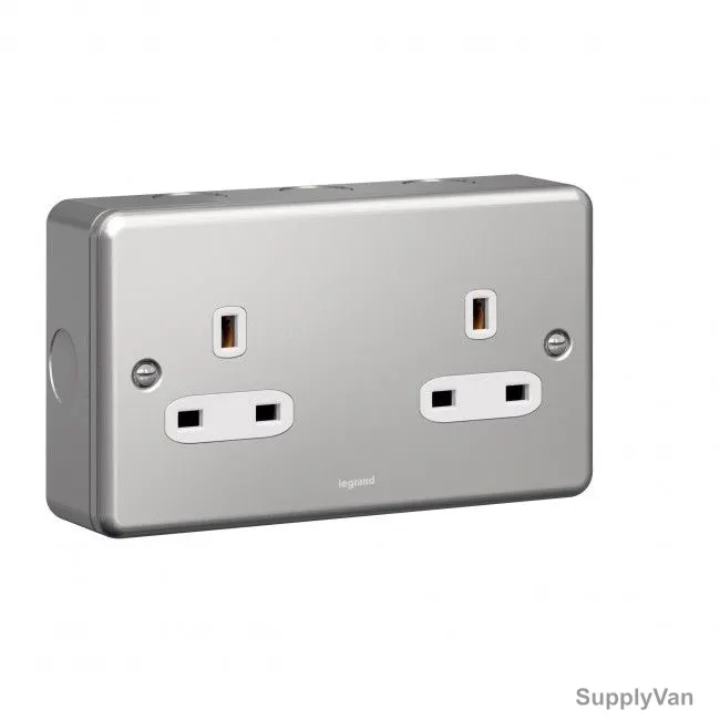 Legrand Unswitched Socket, 733875, Synergy, 13A, 250V, 2 Gang, Grey