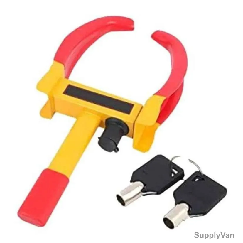 Anti Theft Wheel Lock Clamp, Stainless Steel, Red/Yellow — image 1