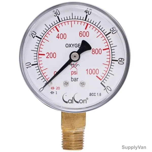 Calcon Actylene Pressure Gauge, CC151A, 63MM, 1/4 Inch, NPT, 0-1000 Psi — image 1