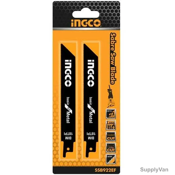 Ingco Reciprocating Saw Blade For Metal, SSB922EF, 18 TPI, 150MM Length, 2 Pcs/Pack