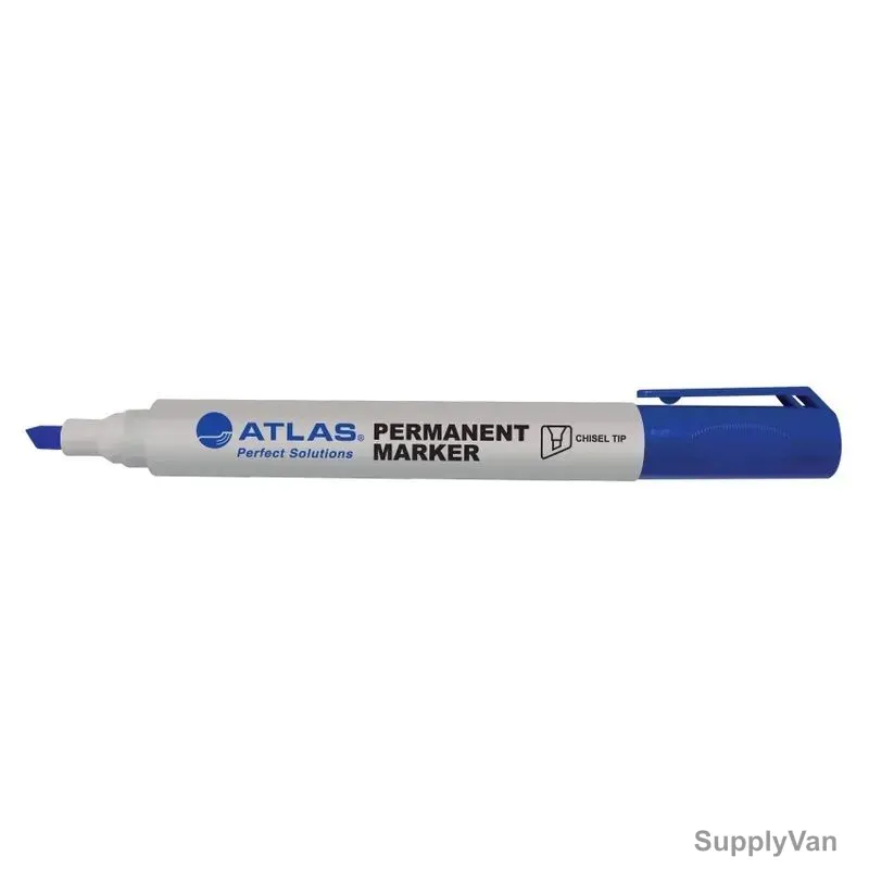 Atlas Permanent Marker, AS-MP200-BE, 3.5-4.2MM Tip Size, Blue, 12 Pcs/Pack