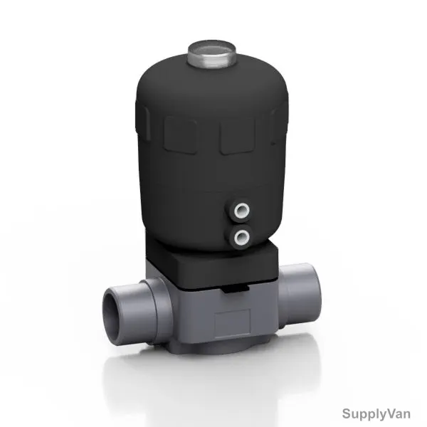 Effast Double Acting Pneumatic Diaphragm Valve With Metric Spigot, MDRMPS0630-E, MV Series, PVC-U, 63MM
