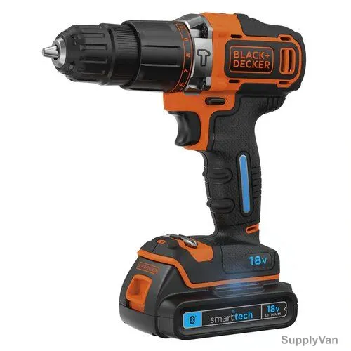 Black and Decker Smart Tech Hammer Drill Driver, BDCHD18KST-GB, 18V, 360-1400RPM