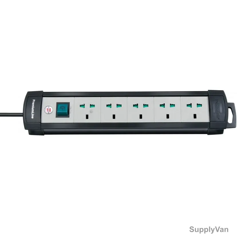 Brennenstuhl Extension Socket, 1156007155, 5 Way, 5 Mtrs, Black/White