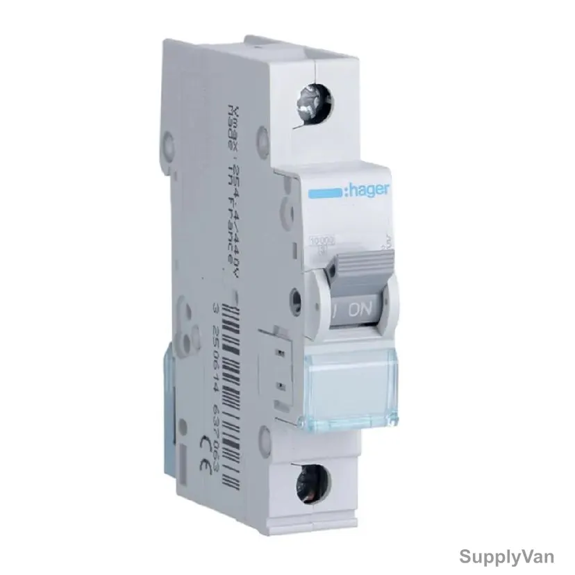 Hager Miniature Circuit Breaker, NC125A, 1P, Curve C, 10 kA, 25A