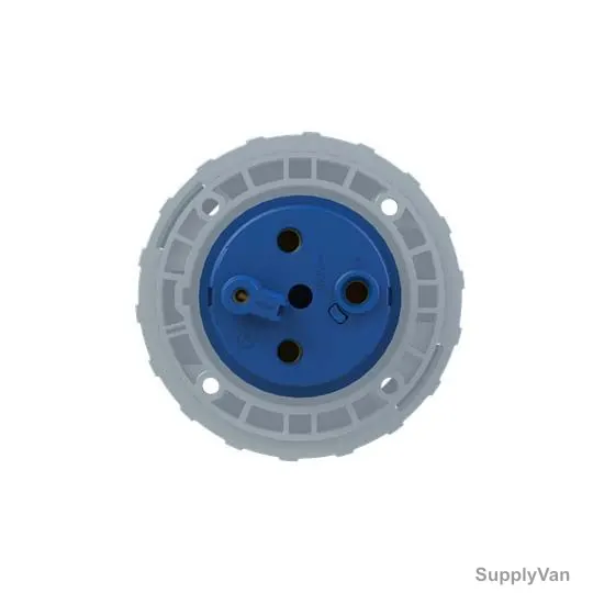 Abb Straight Flange Panel Mounted Socket Inlet, 263BU6W, 200-250V, IP67, 63A, 2P+E, Blue — image 1