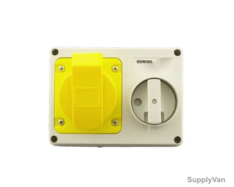 Gewiss Horizontal Socket Outlet, GW66001, IP44, 16A, 2P+E, White-Yellow