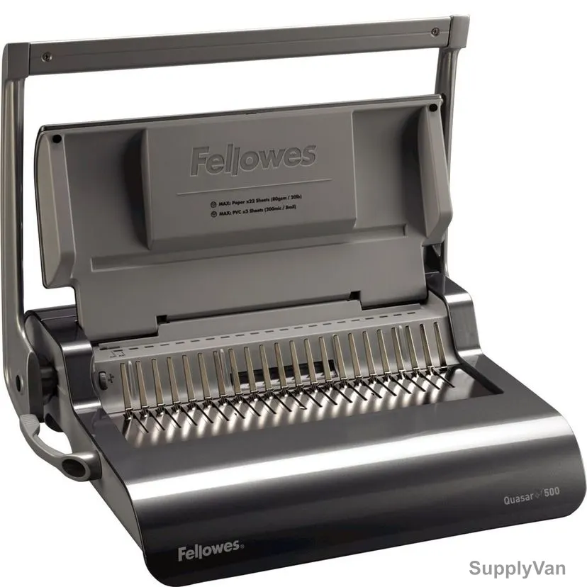 Fellowes Manual Comb Binding Machine, 5627701, Quasar 500, 500 Sheets, Grey