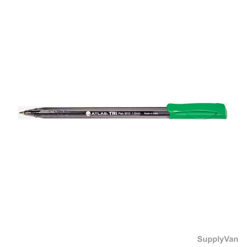 Atlas Ball Point Pen, AS-BPM100-GN, 1.0MM Tip, Green, 10 Pcs/Pack