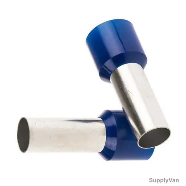 Bootlace Ferrule, E1612, 5 AWG, 16 SQ.MM x 12MM Length, Blue, 100 Pcs/Pack