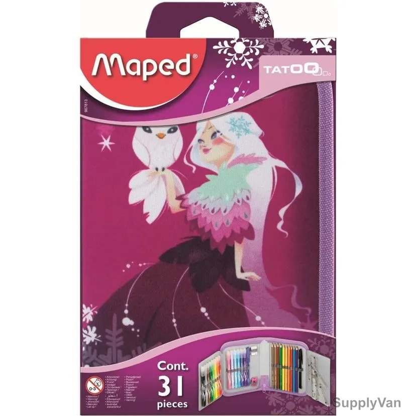 Maped Tattoo Monster Pencil Case Kit, MD-967813, Purple, 31 Pcs/Set