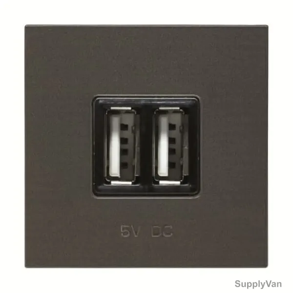 ABB USB Socket, AMD85144-AN-plus-AMD5144-SB, Millenium, 2 Port, Black — image 1