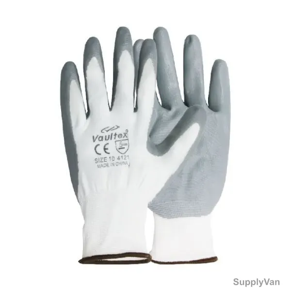 Vaultex Nitrile Coated Gloves, GNG, Size10, Grey, PK12