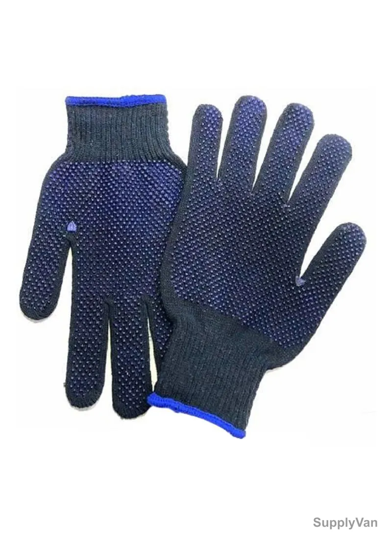Tuf-Fix Double Side PVC Dotted Gloves, CG011HD, Cotton, Blue, PK12