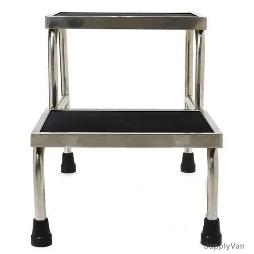 3W Foot Stool, 3W-F2, Folding, Stainless Steel, Silver and Black