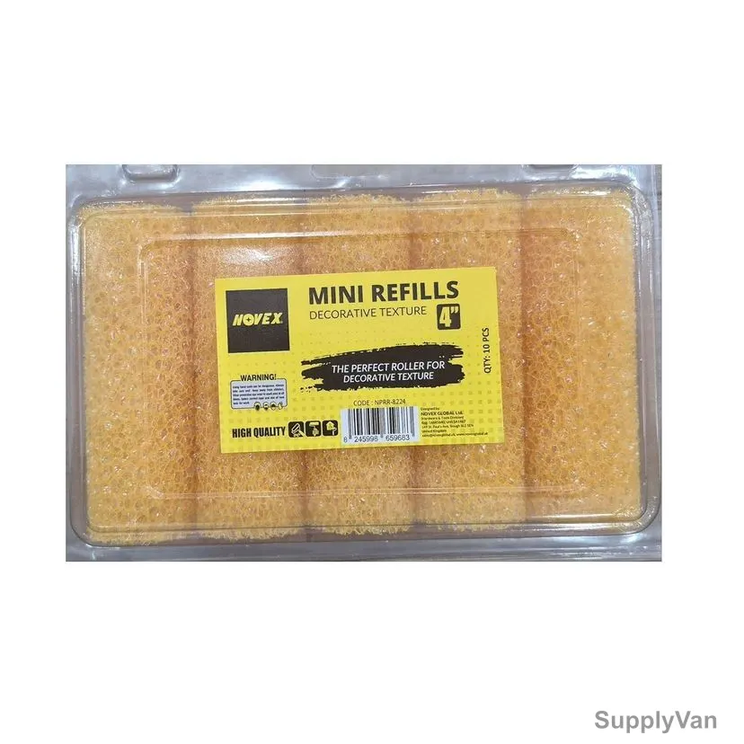Novex Mini Paint Roller Refill, NPRR-8224, Microfiber, 4 Inch Length, Yellow, 10 Pcs/Pack — image 1