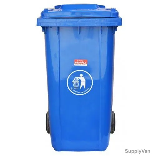 Brooks Waste Bin With 2 Wheels, BKS-WST-383, HDPE, 240 Ltrs, Blue