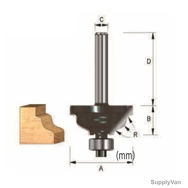 Makita Ogee Fillet Router Bit, D-11592, 41.28x17.46MM