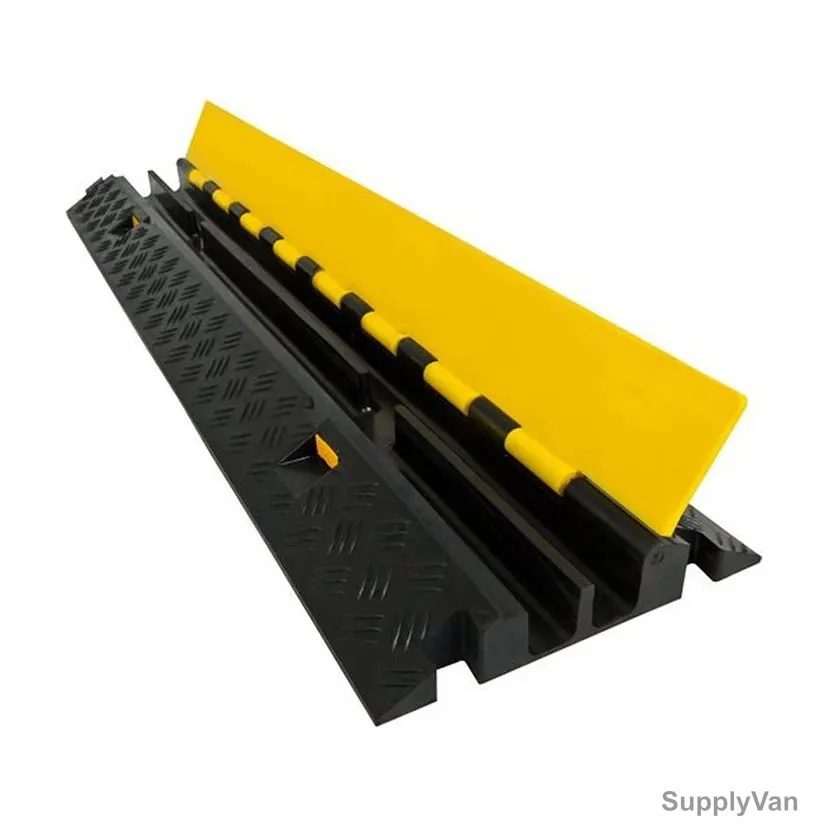 Warrior 2-Channel Cable Protector, Rubber, 240MM Width x 1 Mtr Length, Black/Yellow — image 1