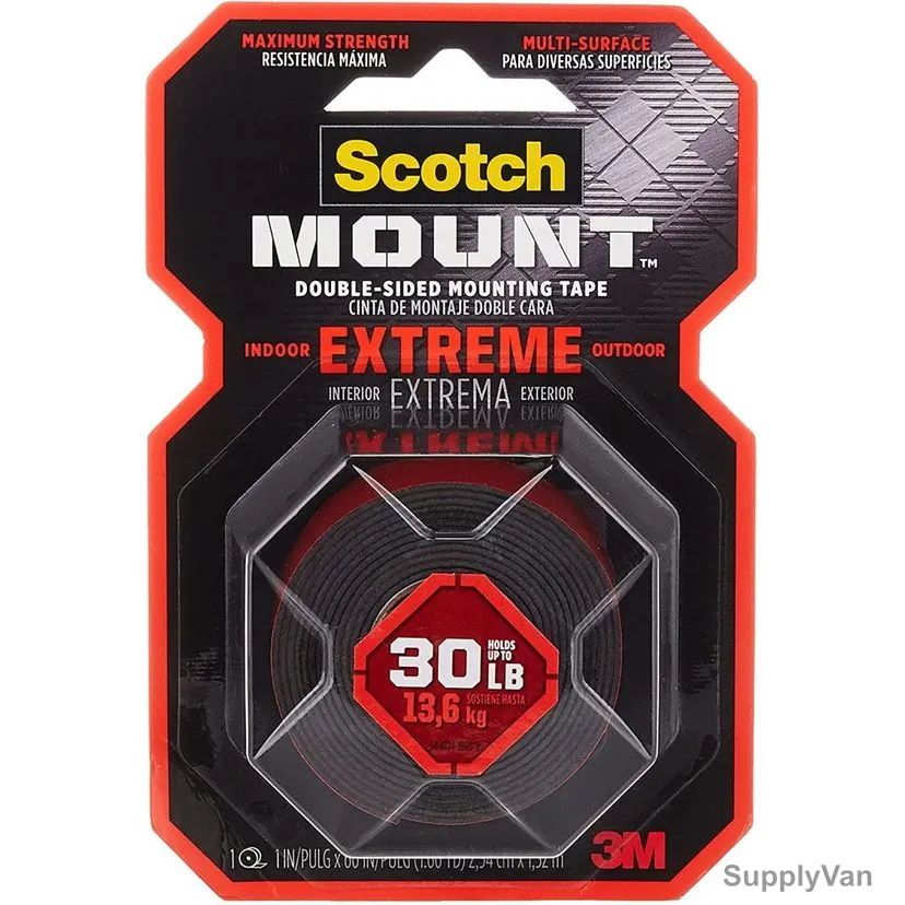 3M Extreme Double Sided Mounting Tape, 410H, Scotch-Mount, 1.52 Mtrs x 25MM, Black — image 1