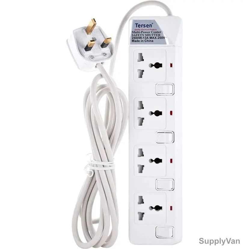 Tersen Extension Socket, 914-10m, 4 Way, 10 Mtrs, White