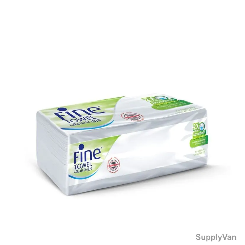 Fine Towel Tissue Roll, 2X More Absorbent, 150 Sheets x 2 Ply, White