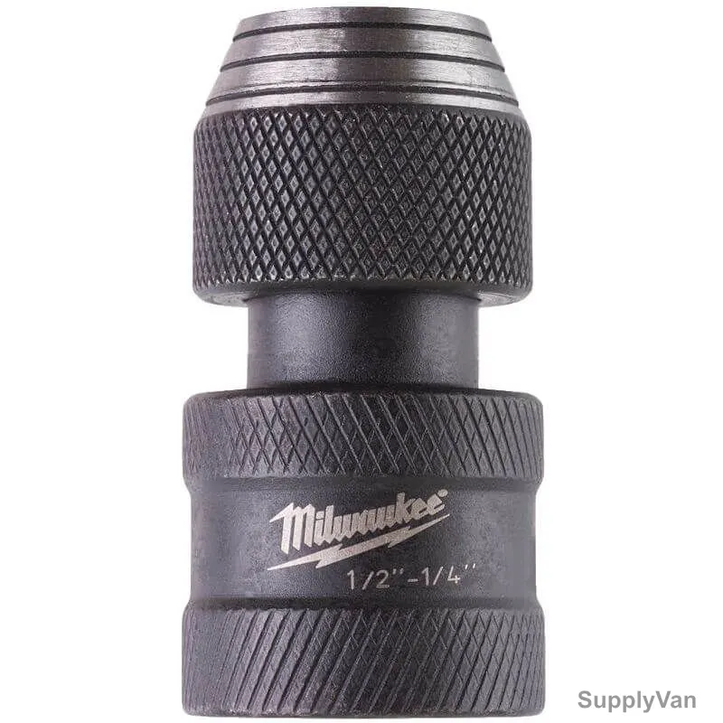 Milwaukee Socket Adaptor, 4932471828, Shockwave, 1/2 Inch Square, 1/4 Inch Hex