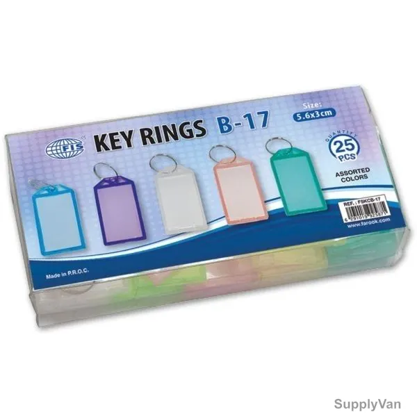 Fis Key Ring, FSKCB-17, Plastic, 3CM Width x 5.6CM Height, Multicolor, 25 Pcs/Pack