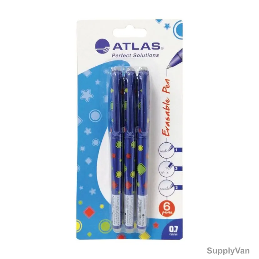 Atlas Erasable Pen, AS-ERP070-BE, 0.7MM Tip Size, Blue, 12 Pcs/Pack