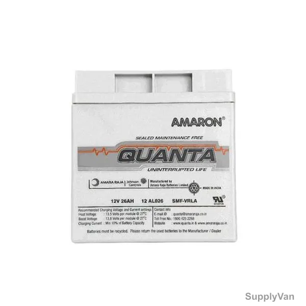 Amaron Quanta Lead Acid Battery, 12AL026, 12VDC, 26Ah