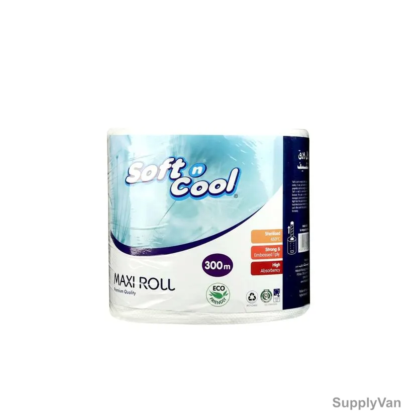 Hotpack Soft n Cool Maxi Tissue Roll, MR1, 1 Ply, 300 Mtrs, 6 Rolls/Pack — image 1