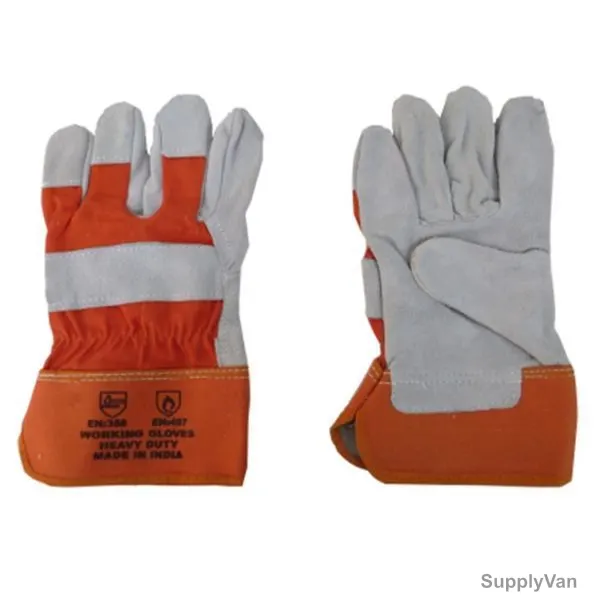 Single Palm Leather Gloves, OIG, Free Size, Orange, 12 Pcs/Pack