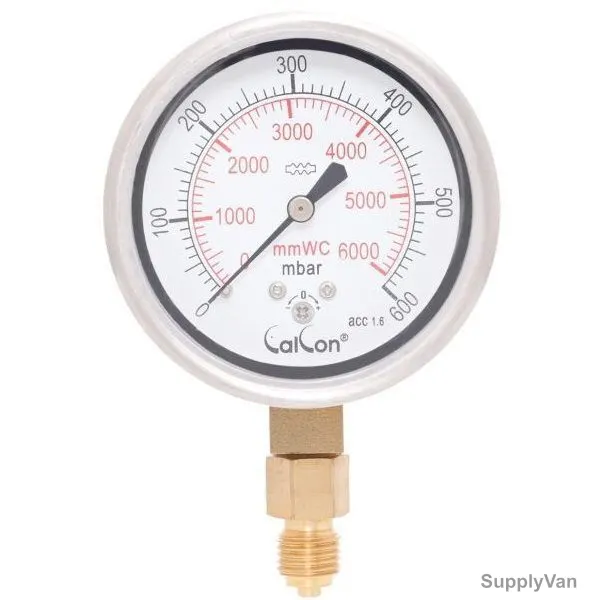 Calcon Capsule Pressure Gauge, CC98A, 63MM, 1/4 Inch, BSP, 0-600 Mbar