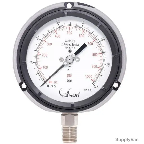 Calcon Pressure Gauge, CC21A, 125MM, 1/2 Inch, NPT, 0-70 Bar