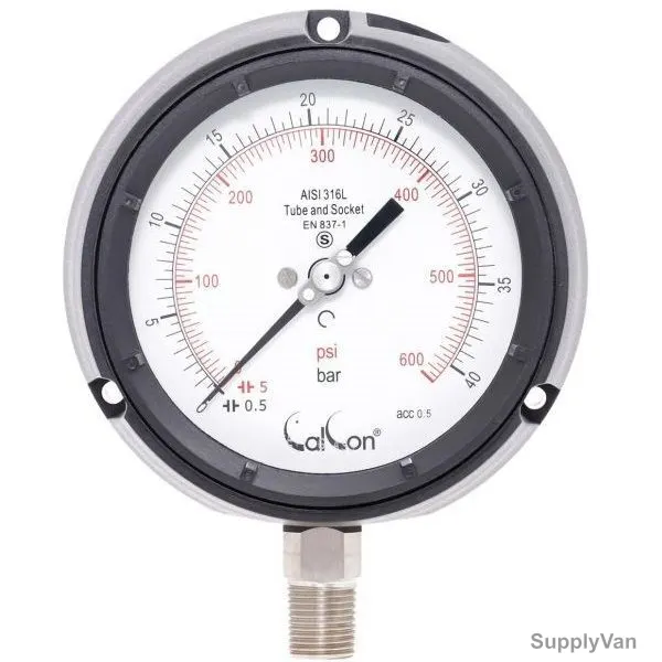 Calcon Pressure Gauge, CC21A, 125MM, 1/2 Inch, NPT, 0-40 Bar