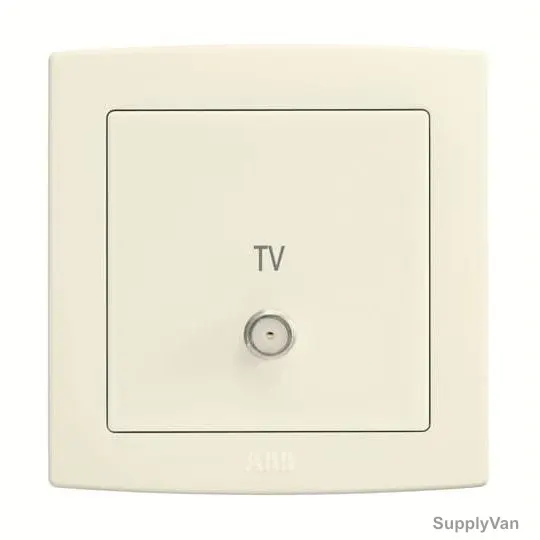 Abb F Type TV Socket Outlet, AC303-82, Concept BS, Thermoplastic, 1 Gang, Ivory White