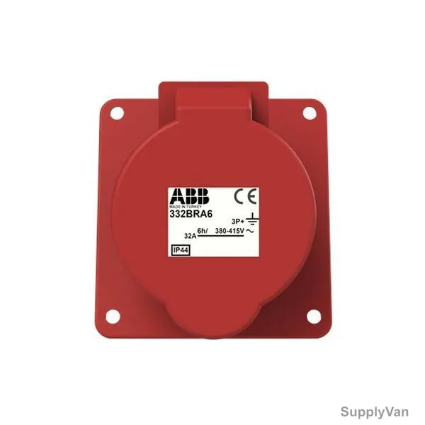 ABB Pin and Sleeve Connector, 332BRA6, 4 Pole, 32A, Red — image 1