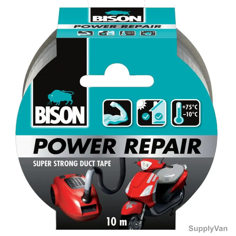 Bison Power Repair Duct Tape, 6311855, 10 Mtrs x 48MM, Grey